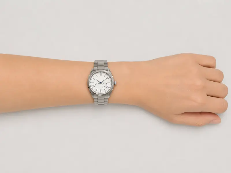 Grand Seiko Snowflake on a Medium wrist · 17 cm