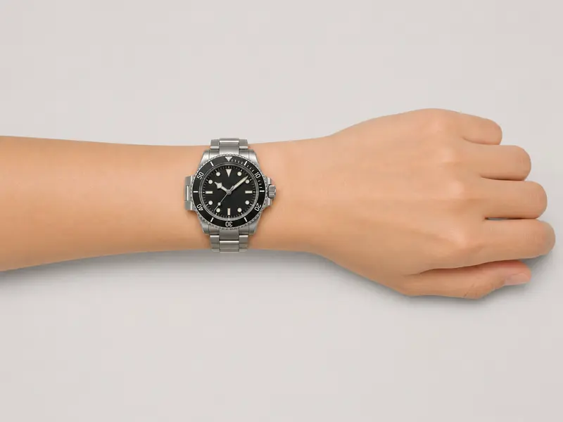 Rolex Submariner 124060 on a Medium wrist · 17 cm