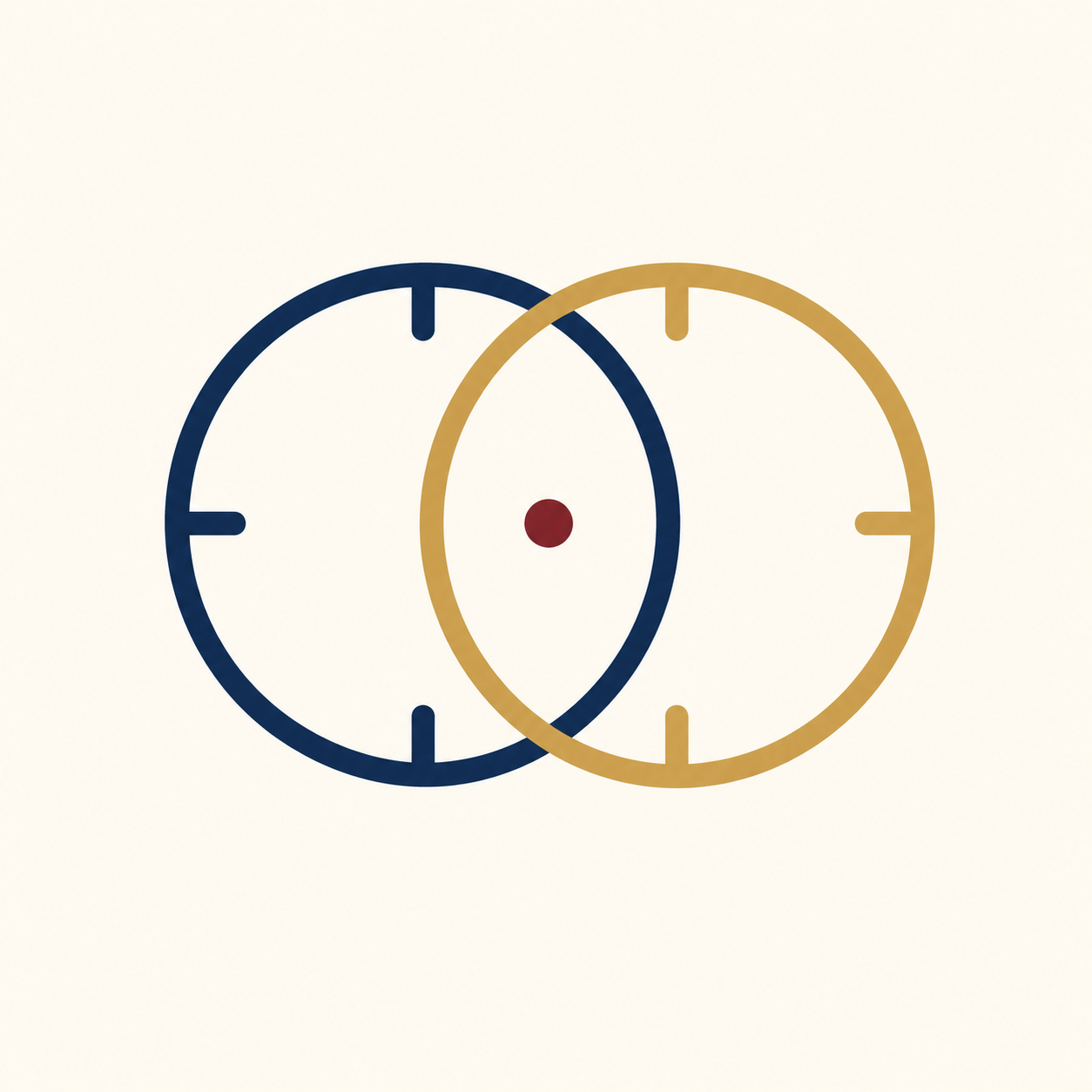 WhichWatchFits Logo – stilisierte goldene und blaue Armbanduhren